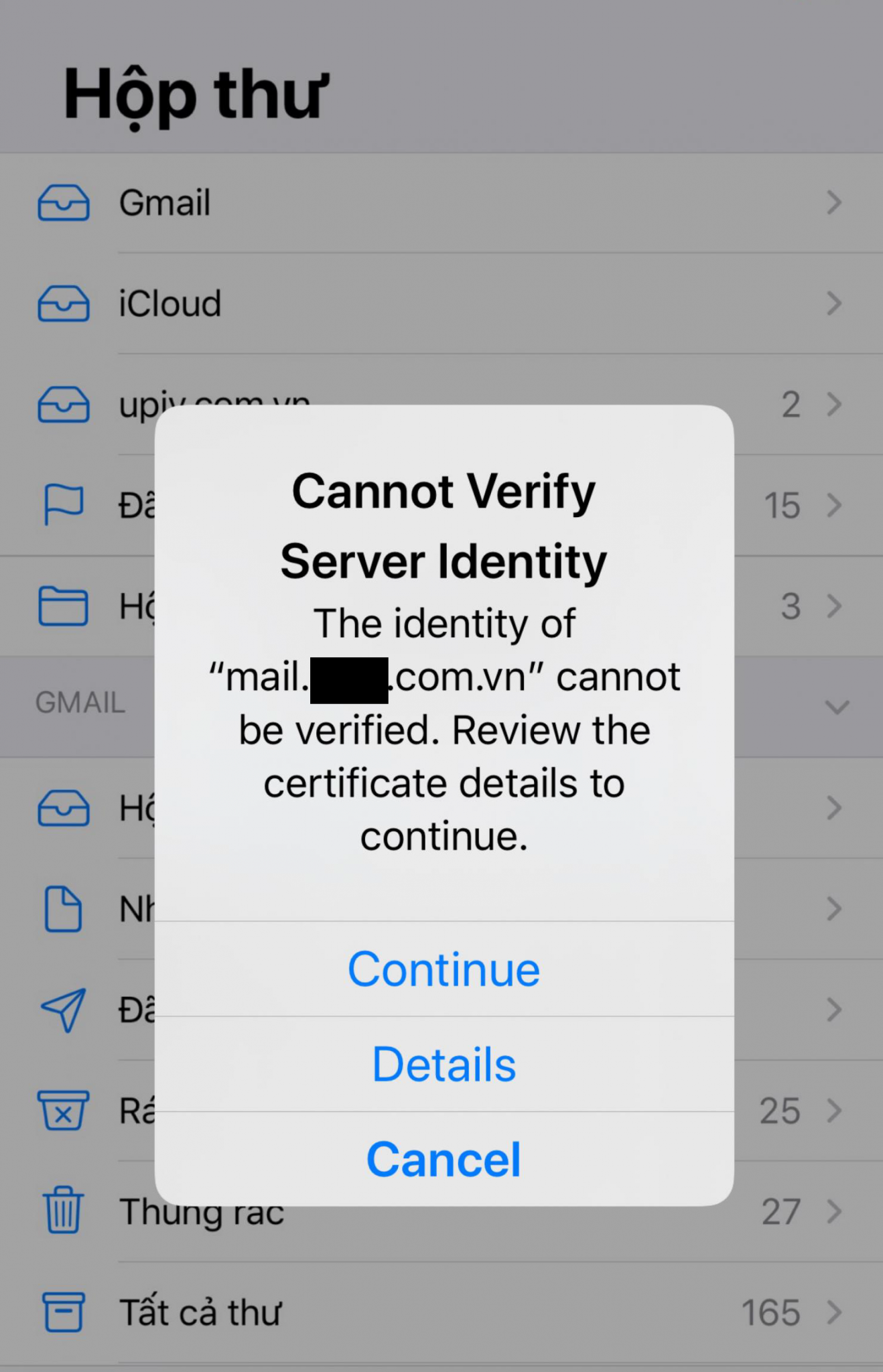 Hướng dẫn khắc phục lỗi Cannot Verify Server Identity trên iPhone/iPad