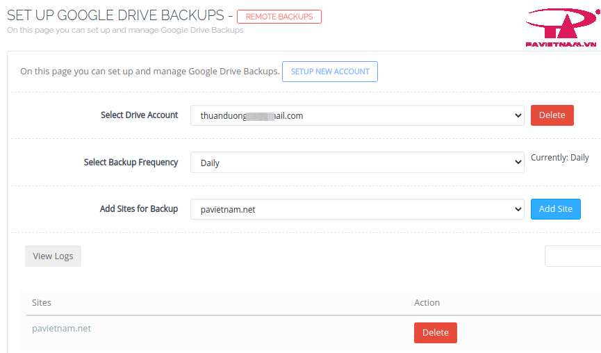 Backup dữ liệu và đưa lên Google Drive cyberpanel