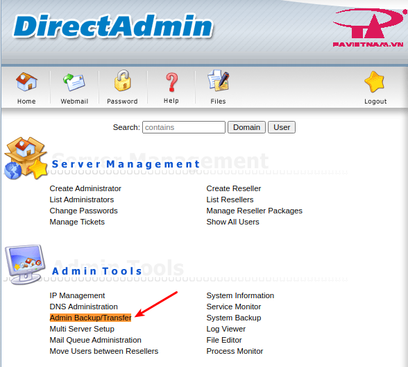 Hướng dẫn sao lưu, phục hồi websites với chức năng Backup/Restore trên giao diện admin Directadmin