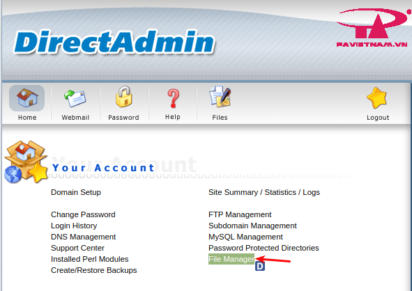 Directadmin – Upload data, website với File Manager trên Directadmin