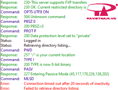 Hướng dẫn xử lý lỗi Failed to retrieve directory listing khi kết nối FTP qua TLS