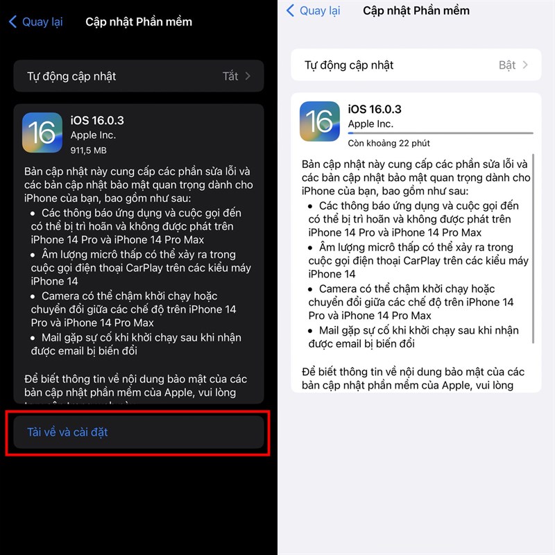 Hướng dẫn cập nhật iOS 16.0.3 trên Iphone